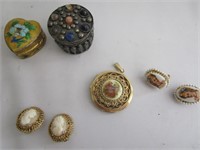 Assorted Costume Jewlery With Pill Boxes