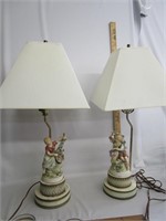 Pair Of Mid Century Lamps Ceramic With Metal Base
