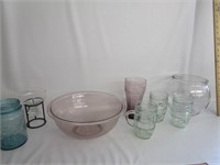 Vtg Purple Pyrex Bowl,Gum Rain-Blo Glasses