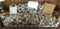 FLORAL COUCH - 88" LONG WITH BLANKET AND PILLOW