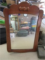Antique Wood Framed Mirror 20"x32"
