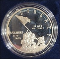 2005 Marine Corps Silver Proof Dollar In United