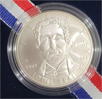 2009 Louis Braile Unc Silver Dollar In United