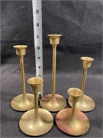 (5) Vintage Brass Candle Stick Holders Range From