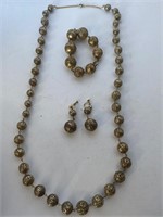 Filagree necklace bracelet earring set