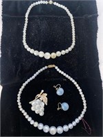Vintage Moonstone necklace earrings pin & necklace