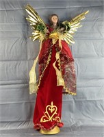 25" Christmas Angel Stand In Red Dress