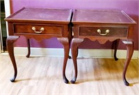 Pair of Hickory White Queen Anne Style Side Tables