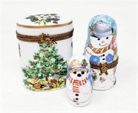 Limoges Porcelain Christmas Trinket Boxes