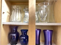 Purple and Clear Glass Vases