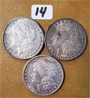 1887S, 1890S & 1897S Morgan Silver Dollars