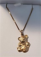 10k Yellow Gold Necklace w/ 14k Bear Pendant