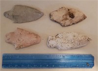 (L) Lot of 4 Arrowheads