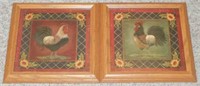 Pair of Rooster Framed Prints