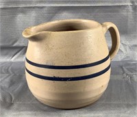 6" Pottery Pitcher/Jug w Blue Stripe