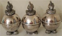 3 pc Silver Plated Clown Banks
