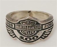 Harley Davidson 100 Years .925 Silver Ring