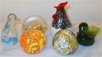 Lot of 6 glass paper weights