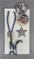 Vintage Roy Rogers Badge & Bolo Tie