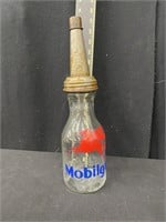 Vintage Glass Oil Bottle - Mobilgas