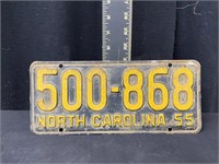 1955 North Carolina License Plate