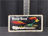 Vintage Road Runner Metal License Plate