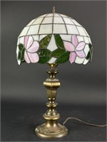Vintage 19 Inch Leaded Stained-Glass Lamp