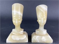 Vintage 4.25" Onyx Nefertiti Carved Busts