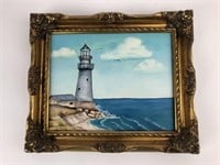 Vintage J. Perye Original Lighthouse Painting