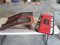 Pair of Red Steel Car Ramps & Padded Creeper