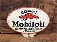 Original Early Mobiloil Gargoyle Oval Enamel Sign