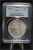 1881-S MS63 Morgan Silver Dollar Certified