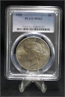 1925 MS63 U.S. Silver Peace Dollar Certified