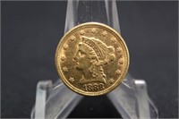 1888 $2.5 Liberty Head Gold Quarter Eagle Coin
