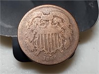OF) Rotated reverse 1864 US Two Cent piece