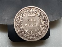 OF) 1839 British silver sixpence