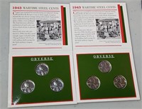 OF) Two 1943 steel Cent sets