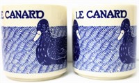 2 Vintage Taylor & Ng Blue LE CANARD Duck Mugs