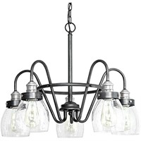 Crofton 5-Light Rustic Pewter Chandelier with Bru