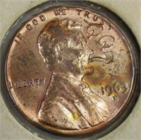1963 D Lincoln Smoking a Pipe Penny