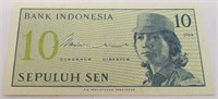 1964 Indonesia 10 Sen Bank Note