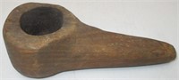 19th Century Wooden Dugout Primitive Tobacco Pipe