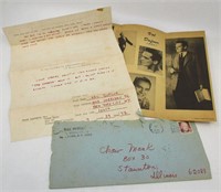 1950 Val Dufour Signed Letter & Promotion Sheet