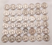 42 Wash Silver Quarters 1950s