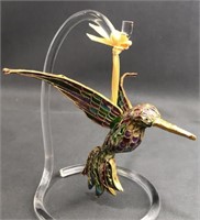 Hummingbird Ornament Painted Enamel Metal
