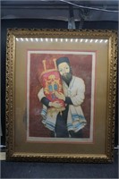 Framed "Rabbi" Colored Lithograph