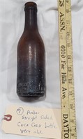 Amber straight side Coca Cola bottle Chattanooga