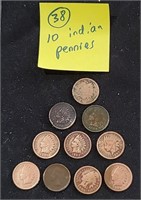 10 old indian head pennies