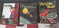 3 old vtg children's books space atomic rocket