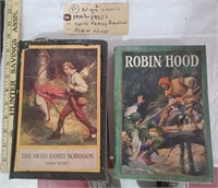 2 antique books Swiss Family Robinson Robin Hood